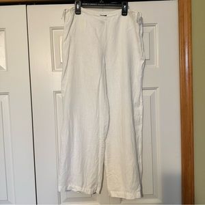 Eileen Fisher White Linen Pants Straight Leg small